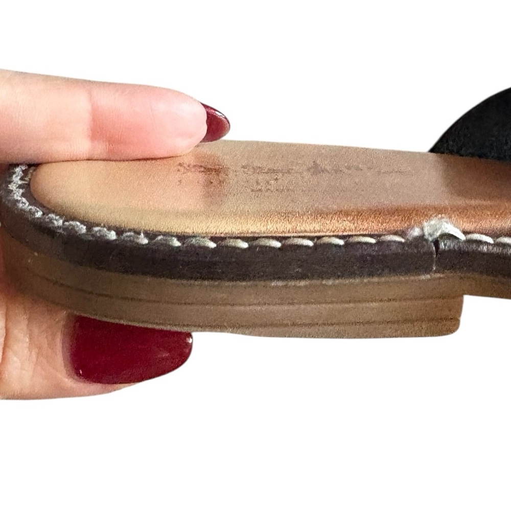 Coach & Four Tuscano black leather slide sandals sz 8 preloved made in Italy - Picture 4 of 9